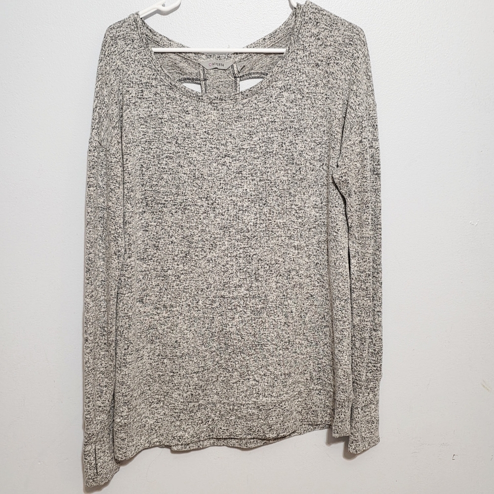 Athleta Heathered Gray Knit Top Size Medium